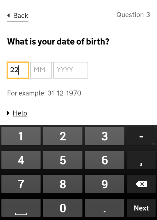 Asking for a date of birth - Design in government