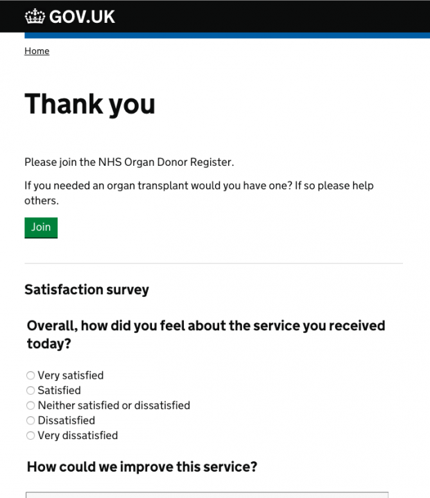 A Done page on GOV.UK