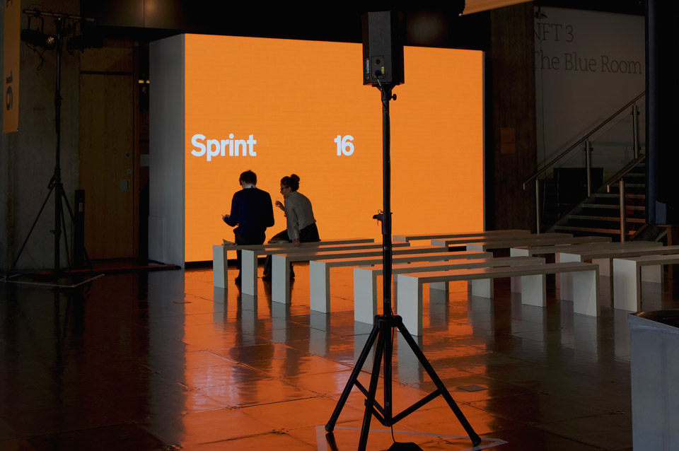 Giant data screens at Sprint16