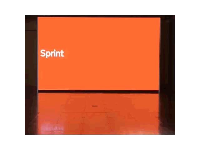 The animated logo on the giant data screen at Sprint16