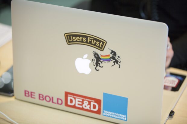 Pride 2016 sticker on laptop screen