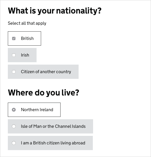 Image of the old style checkboxes and radios where the labels have a grey background