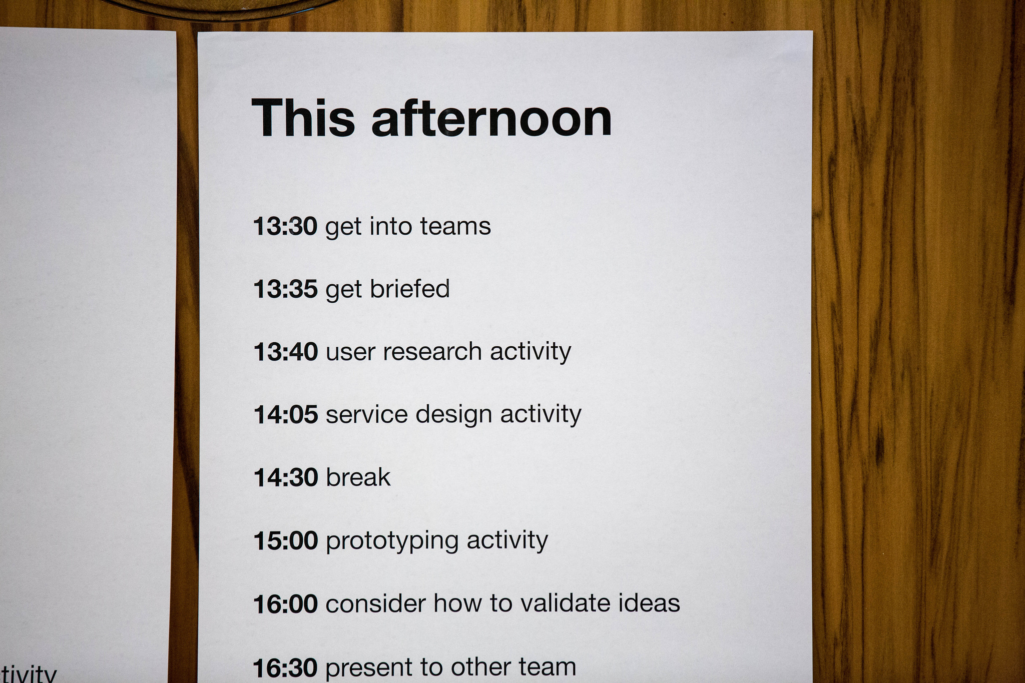 The agenda for the Student Design Day