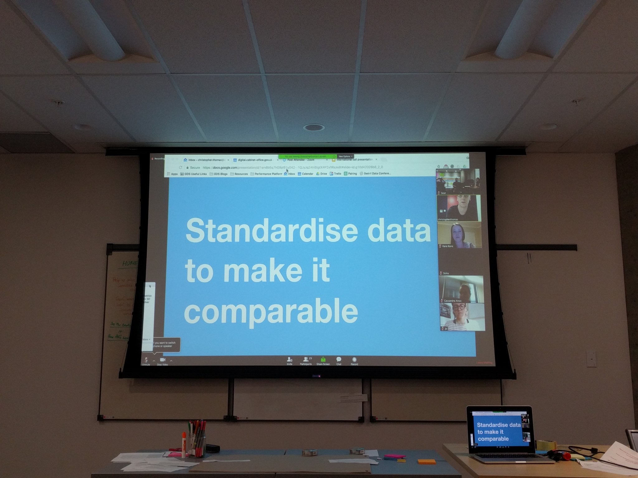 A screen reading 'standardise data to make it comparable'