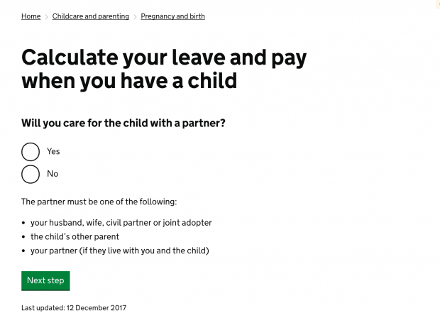 An example of a recreated GOV.UK ‘Smart answers’ page