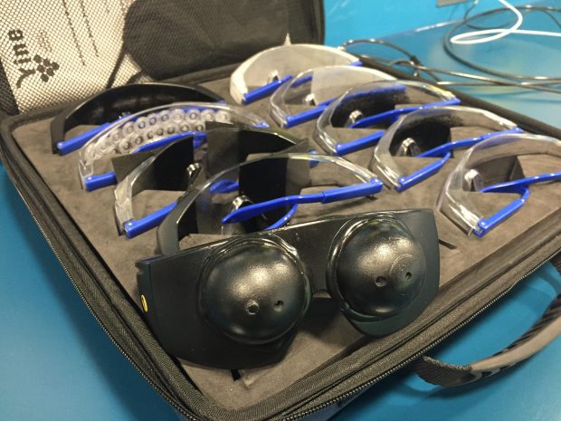 Image of the Visual impairment simulation glasses in their presentation case