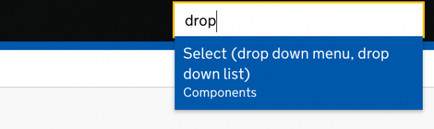 A drop-down menu where a user has started to type 'drop' and the autosuggest is suggesting 'drop down menu' and 'drop down list'