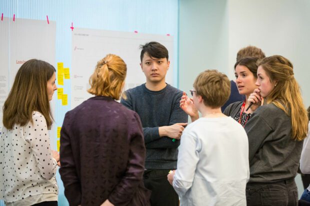 A group of young people of different ethnicity at a GDS career event