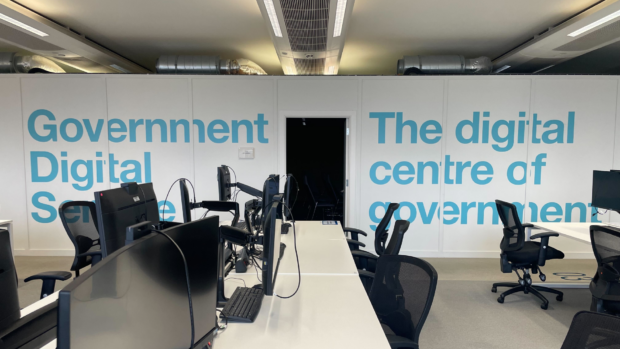 Vinyl wall decoration with text saying "Government Digital Service the digital centre of government"